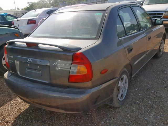 KMHCG45C61U211485 - 2001 HYUNDAI ACCENT GL GRAY photo 4