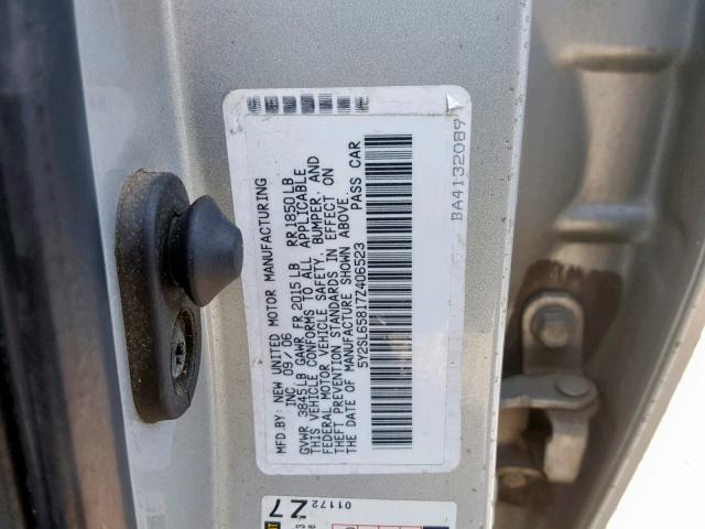 5Y2SL65817Z406523 - 2007 PONTIAC VIBE SILVER photo 10