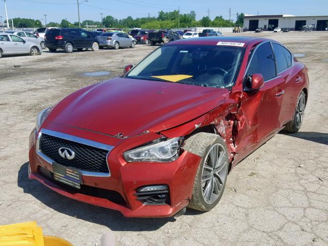 JN1AV7ARXEM701773 - 2014 INFINITI Q50 HYBRID RED photo 2