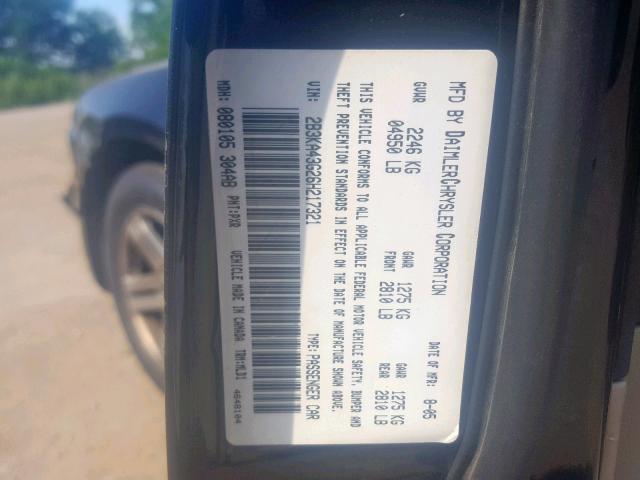 2B3KA43G26H217321 - 2006 DODGE CHARGER SE BLACK photo 10