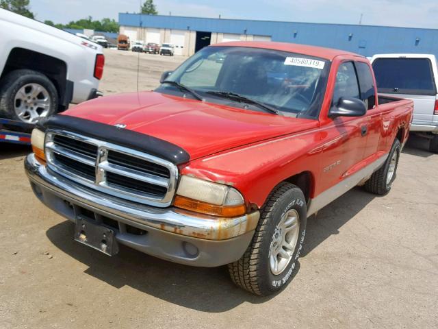 1B7GL22X41S114522 - 2001 DODGE DAKOTA RED photo 2