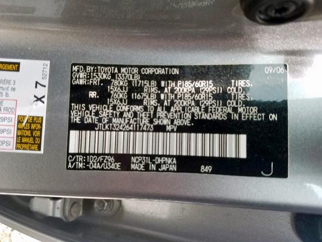 JTLKT324264117473 - 2006 TOYOTA SCION XB 银色 照片 10