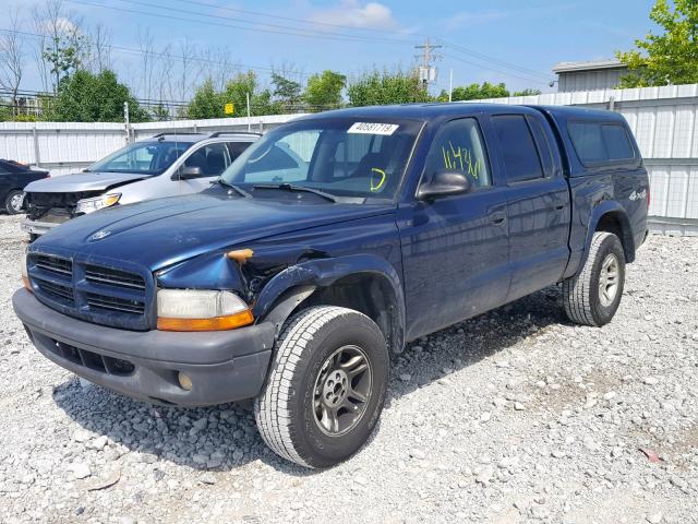 1D7HG38X23S359396 - 2003 DODGE DAKOTA QUA BLUE photo 2