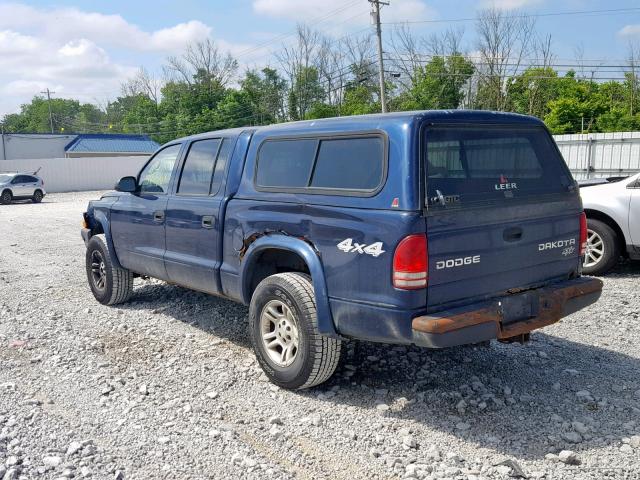 1D7HG38X23S359396 - 2003 DODGE DAKOTA QUA BLUE photo 3