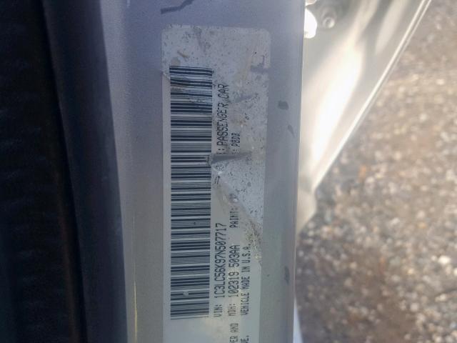 1C3LC56K97N507717 - 2007 CHRYSLER SEBRING TO SILVER photo 10