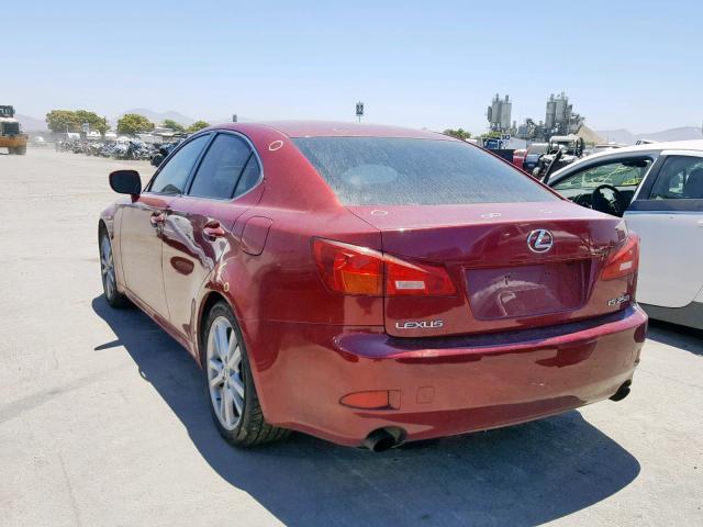 JTHBK262465020639 - 2006 LEXUS IS 250 RED photo 3