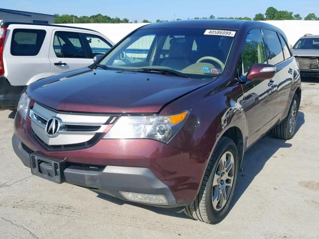 2HNYD28297H543873 - 2007 ACURA MDX MAROON photo 2