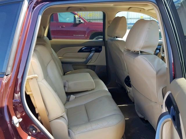 2HNYD28297H543873 - 2007 ACURA MDX MAROON photo 6