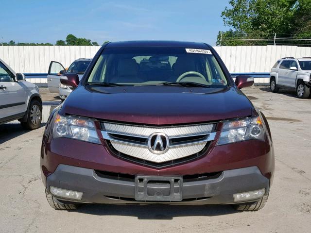 2HNYD28297H543873 - 2007 ACURA MDX MAROON photo 9