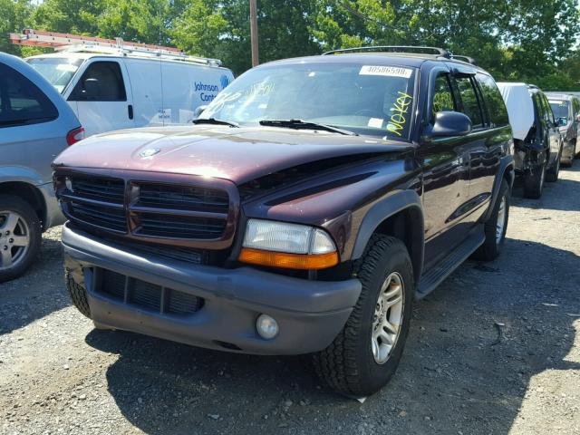 1D4HS38N73F624350 - 2003 DODGE DURANGO SP BURGUNDY photo 2