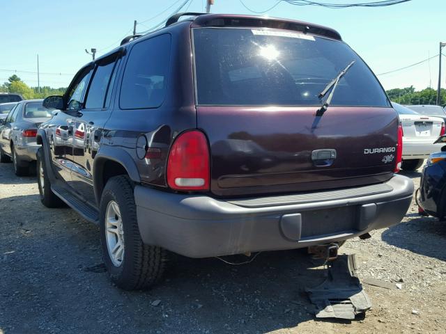 1D4HS38N73F624350 - 2003 DODGE DURANGO SP BURGUNDY photo 3