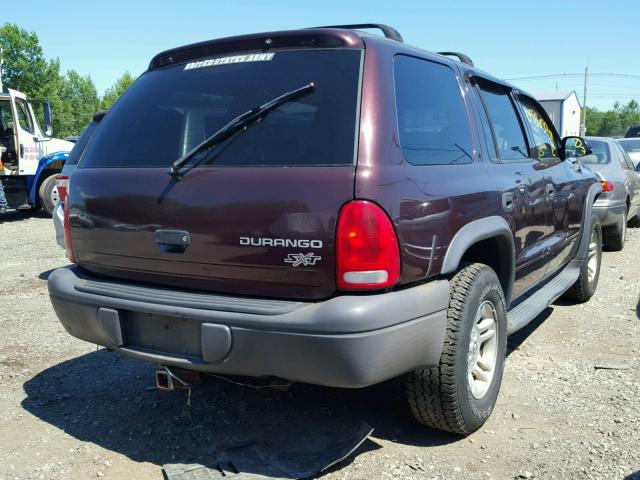 1D4HS38N73F624350 - 2003 DODGE DURANGO SP BURGUNDY photo 4