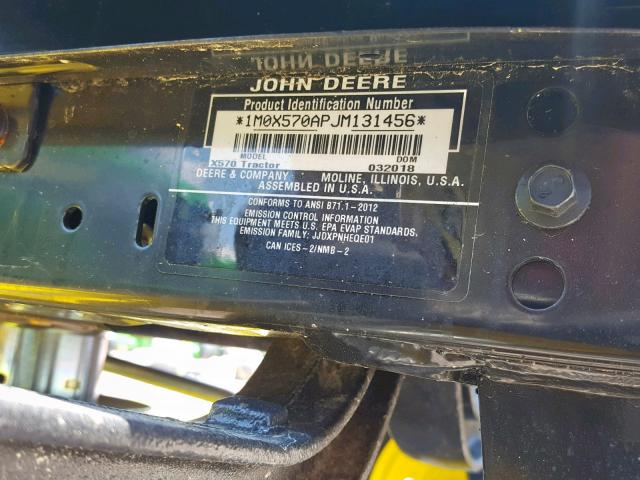 1M0X570APJM131456 - 2018 JOHN DEERE RIDING LAW GREEN photo 10