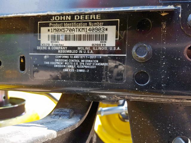 1M0X570ATKM140903 - 2018 JOHN DEERE RIDING LAW GREEN photo 10