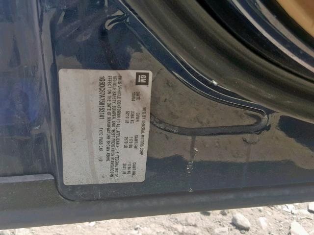 1G6DC67A750153141 - 2005 CADILLAC STS BLUE photo 10