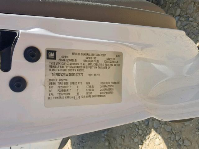 1GNDV23W48D107577 - 2008 CHEVROLET UPLANDER L 白色 照片 10