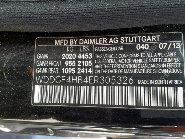 WDDGF4HB4ER305326 - 2014 MERCEDES-BENZ C 250 BLACK photo 10