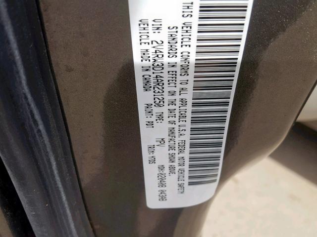 2V4RW3D14AR231250 - 2010 VOLKSWAGEN ROUTAN SE GRAY photo 10