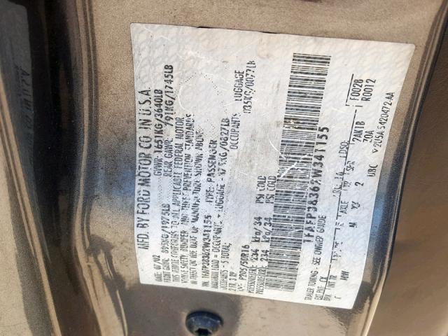 1FAFP38362W341155 - 2002 FORD FOCUS ZTS GRAY photo 10