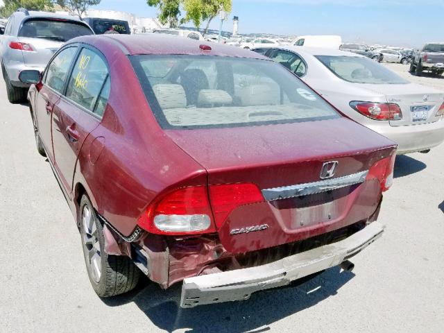 19XFA16969E012919 - 2009 HONDA CIVIC EXL BURGUNDY photo 3