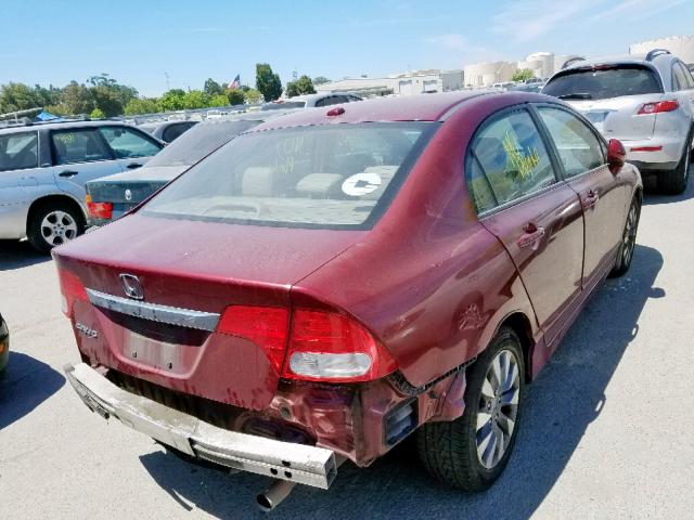 19XFA16969E012919 - 2009 HONDA CIVIC EXL BURGUNDY photo 4