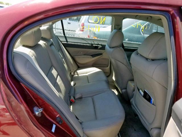 19XFA16969E012919 - 2009 HONDA CIVIC EXL BURGUNDY photo 6