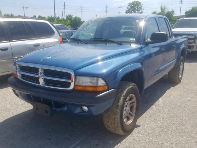 1D7HG38N84S740069 - 2004 DODGE DAKOTA QUA BLUE photo 2