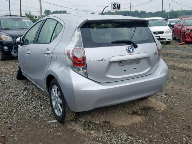 JTDKDTB30D1545864 - 2013 TOYOTA PRIUS C SILVER photo 3