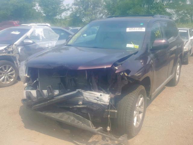 5TDBK3EH3CS152214 - 2012 TOYOTA HIGHLANDER MAROON photo 2