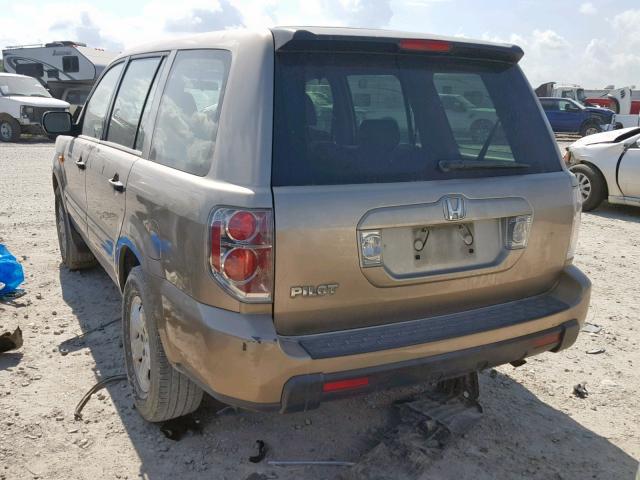 5FNYF28196B042851 - 2006 HONDA PILOT LX GOLD photo 3