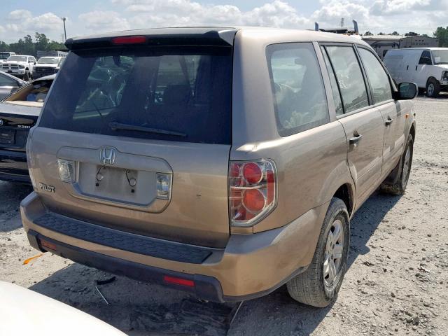 5FNYF28196B042851 - 2006 HONDA PILOT LX GOLD photo 4