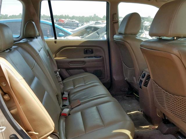 5FNYF28196B042851 - 2006 HONDA PILOT LX GOLD photo 6