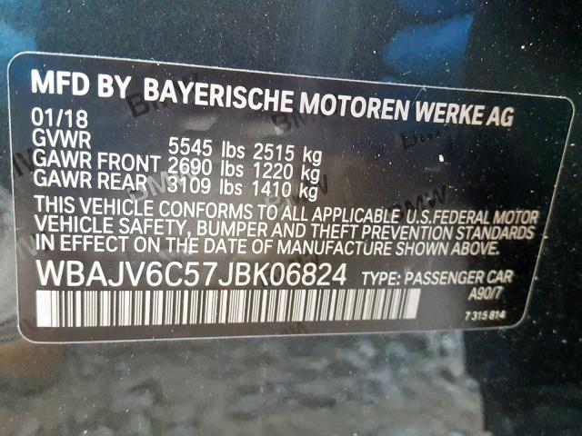 WBAJV6C57JBK06824 - 2018 BMW 640 XIGT BLACK photo 10