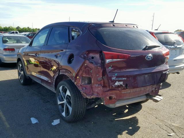 KM8J3CA27HU412123 - 2017 HYUNDAI TUCSON LIM MAROON photo 3