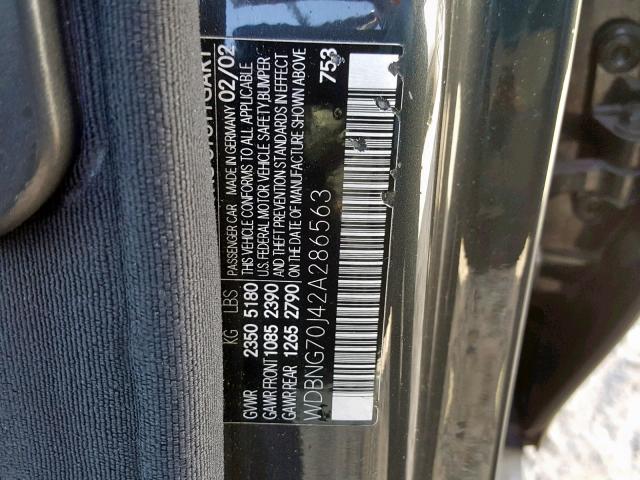 WDBNG70J42A286563 - 2002 MERCEDES-BENZ S 430 GRAY photo 10