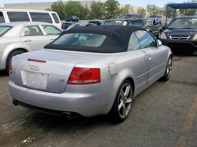 WAUDH48H47K029444 - 2007 AUDI A4 3.2 CAB SILVER photo 4