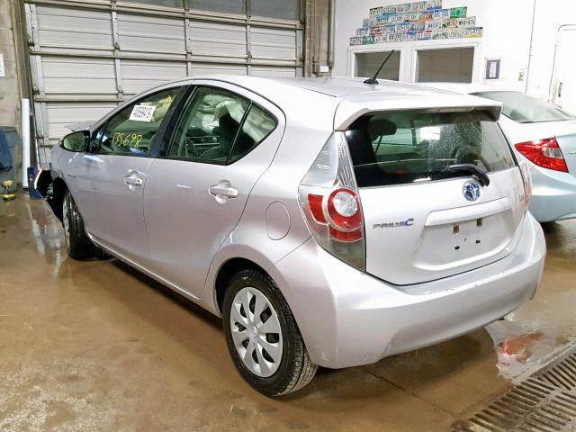 JTDKDTB39C1508939 - 2012 TOYOTA PRIUS C SILVER photo 3