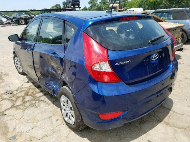 KMHCT5AE6HU307815 - 2017 HYUNDAI ACCENT SE BLUE photo 3