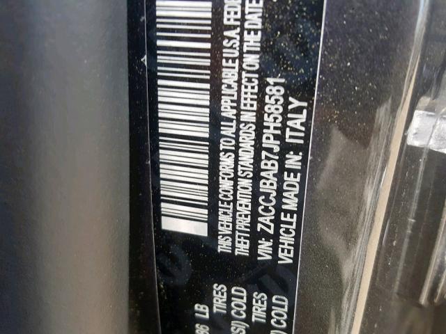 ZACCJBAB7JPH58581 - 2018 JEEP RENEGADE S BLACK photo 10