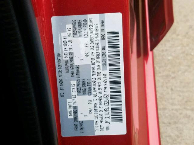 JM1GL1UM3J1328792 - 2018 MAZDA 6 SPORT RED photo 10