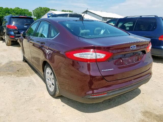 3FA6P0G74DR131646 - 2013 FORD FUSION S MAROON photo 3