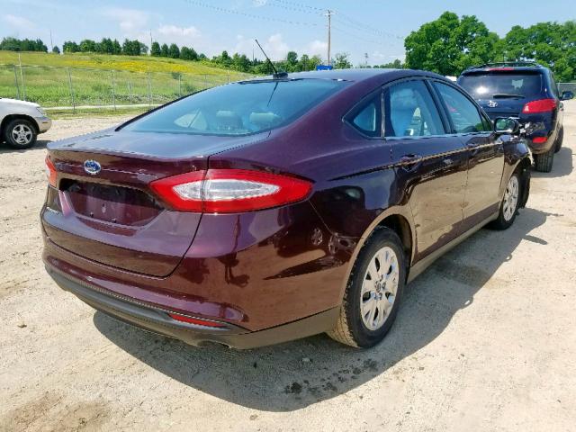 3FA6P0G74DR131646 - 2013 FORD FUSION S MAROON photo 4