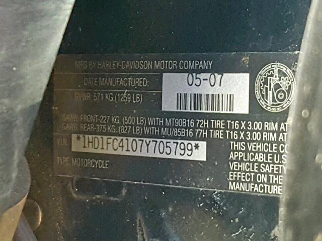 1HD1FC4107Y705799 - 2007 HARLEY-DAVIDSON FLHTCUI RED photo 10