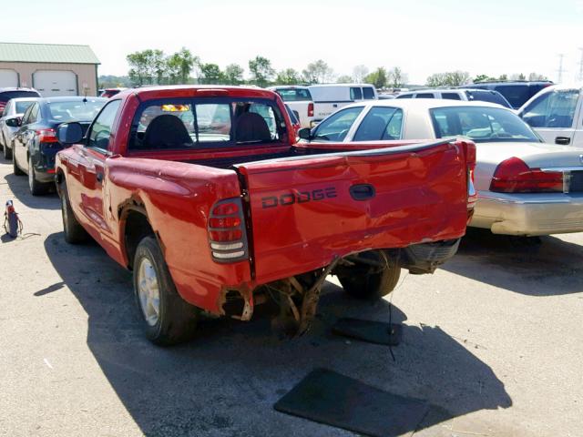 1B7FL26X7WS668151 - 1998 DODGE DAKOTA RED photo 3