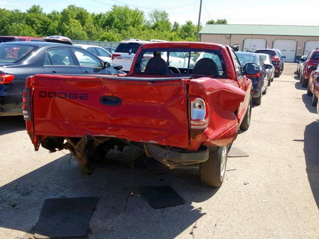 1B7FL26X7WS668151 - 1998 DODGE DAKOTA RED photo 4