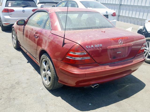 WDBKK65FX1F186789 - 2001 MERCEDES-BENZ SLK 320 BURGUNDY photo 3