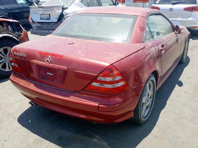 WDBKK65FX1F186789 - 2001 MERCEDES-BENZ SLK 320 BURGUNDY photo 4