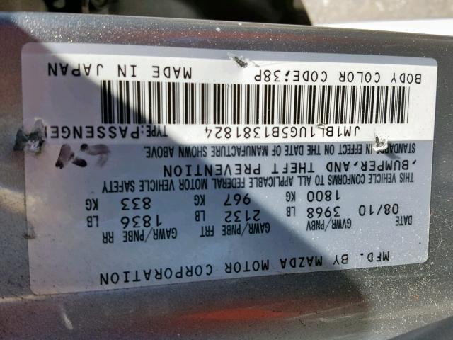 JM1BL1UG5B1381824 - 2011 MAZDA 3 I SILVER photo 10