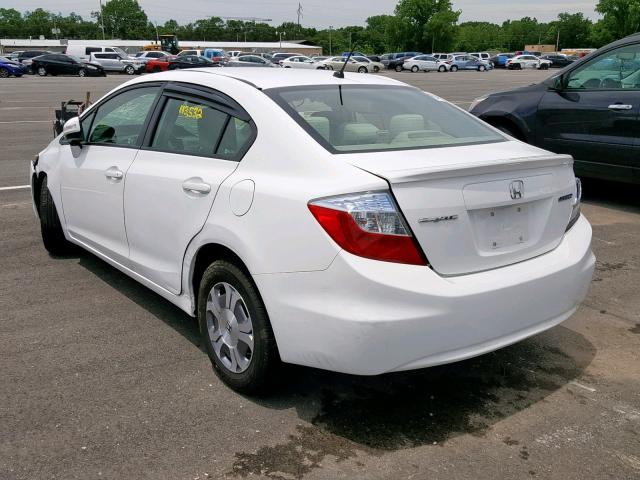 JHMFB4F21CS001234 - 2012 HONDA CIVIC HYBR WHITE photo 3