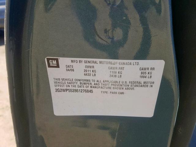 2G2WP552861276845 - 2006 PONTIAC GRAND PRIX WHITE photo 10